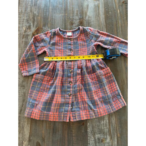Hanna Andersson Size 100 US 4 Plaid Long Sleeve Dress Button Front Large Pockets - Picture 3 of 9